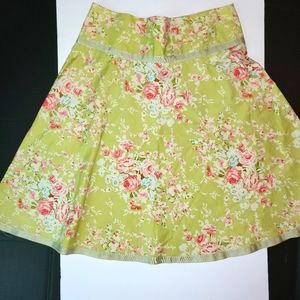 Green floral tea skirt with ribbon